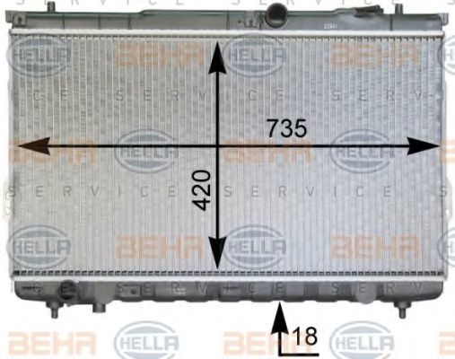 Радиатор, охлаждение двигателя BEHR HELLA SERVICE 8MK 376 762-351