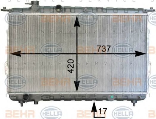 Радиатор, охлаждение двигателя BEHR HELLA SERVICE 8MK 376 762-481