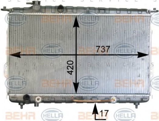 Радиатор, охлаждение двигателя BEHR HELLA SERVICE 8MK 376 762-491