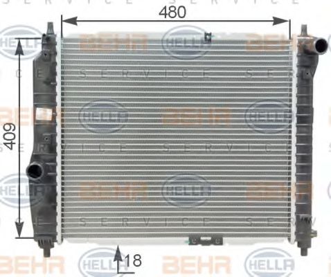 Радиатор, охлаждение двигателя BEHR HELLA SERVICE 8MK 376 762-641