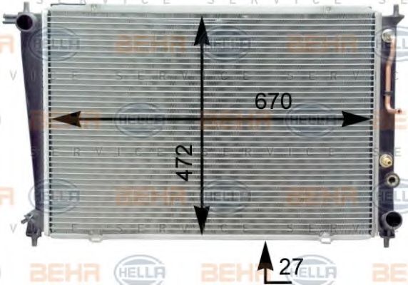 Радиатор, охлаждение двигателя BEHR HELLA SERVICE 8MK 376 763-121