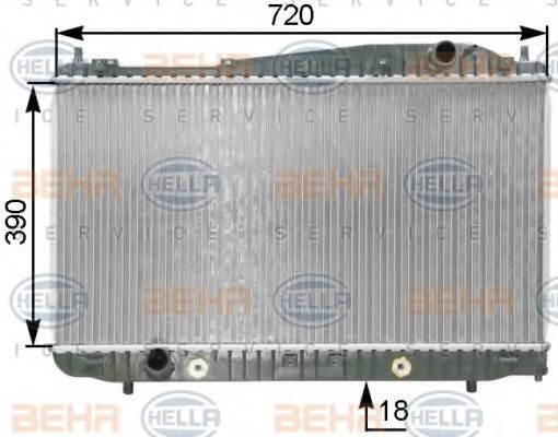 Радиатор, охлаждение двигателя BEHR HELLA SERVICE 8MK 376 763-251