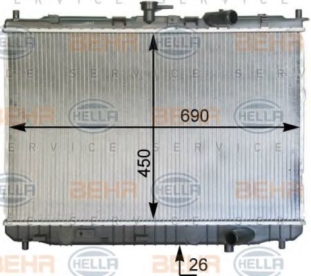 Радиатор, охлаждение двигателя BEHR HELLA SERVICE 8MK 376 763-561