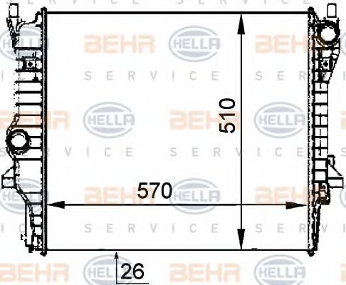 Радиатор, охлаждение двигателя BEHR HELLA SERVICE 8MK 376 764-371