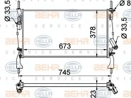 Радиатор, охлаждение двигателя BEHR HELLA SERVICE 8MK 376 764-401