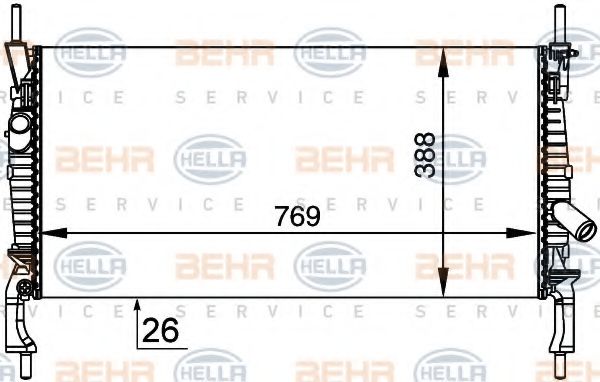 Радиатор, охлаждение двигателя BEHR HELLA SERVICE 8MK 376 764-411