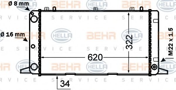 Радиатор, охлаждение двигателя BEHR HELLA SERVICE 8MK 376 766-151