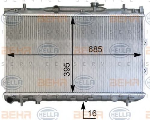 Радиатор, охлаждение двигателя BEHR HELLA SERVICE 8MK 376 769-351