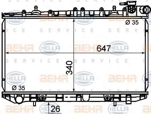 Радиатор, охлаждение двигателя BEHR HELLA SERVICE 8MK 376 771-001