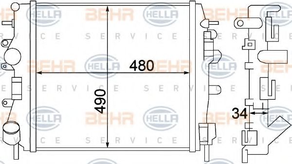 Радиатор, охлаждение двигателя BEHR HELLA SERVICE 8MK 376 772-001