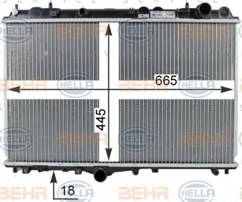 Радиатор, охлаждение двигателя BEHR HELLA SERVICE 8MK 376 774-131