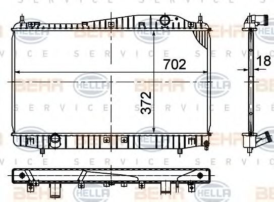 Радиатор, охлаждение двигателя BEHR HELLA SERVICE 8MK 376 774-841