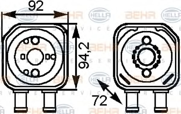 масляный радиатор, двигательное масло BEHR HELLA SERVICE 8MO 376 778-041