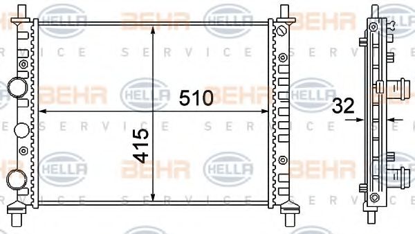 Радиатор, охлаждение двигателя BEHR HELLA SERVICE 8MK 376 781-101