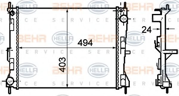 Радиатор, охлаждение двигателя BEHR HELLA SERVICE 8MK 376 781-161