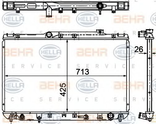 Радиатор, охлаждение двигателя BEHR HELLA SERVICE 8MK 376 781-501