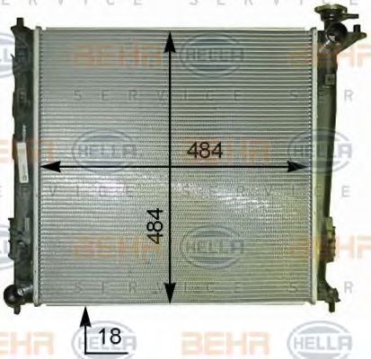 Радиатор, охлаждение двигателя BEHR HELLA SERVICE 8MK 376 787-581