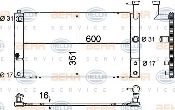 Радиатор, охлаждение двигателя BEHR HELLA SERVICE 8MK 376 790-011