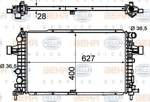 Радиатор, охлаждение двигателя BEHR HELLA SERVICE 8MK 376 790-021