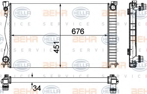 Радиатор, охлаждение двигателя BEHR HELLA SERVICE 8MK 376 790-101