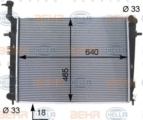 Радиатор, охлаждение двигателя BEHR HELLA SERVICE 8MK 376 790-111