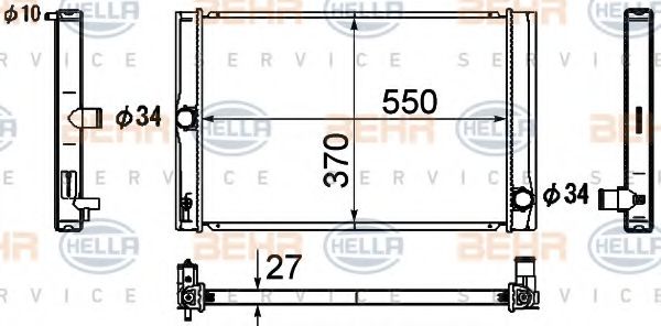 Радиатор, охлаждение двигателя BEHR HELLA SERVICE 8MK 376 790-151