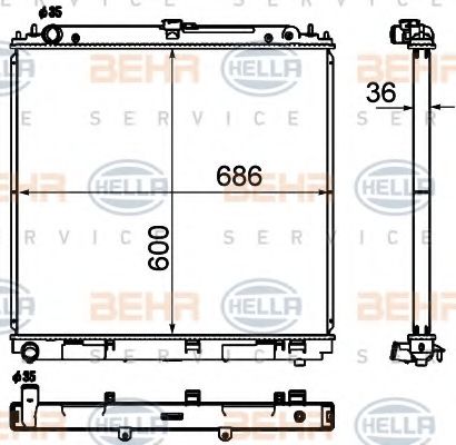 Радиатор, охлаждение двигателя BEHR HELLA SERVICE 8MK 376 790-311