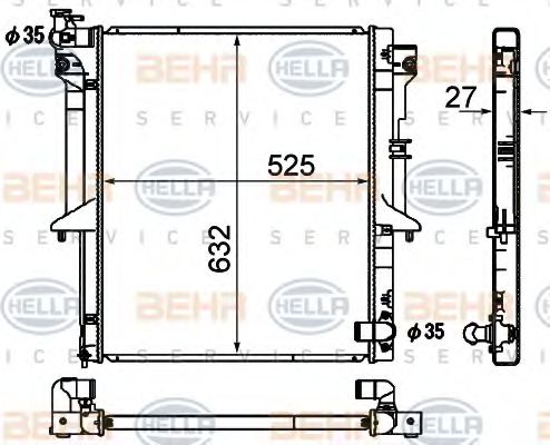 Радиатор, охлаждение двигателя BEHR HELLA SERVICE 8MK 376 790-331