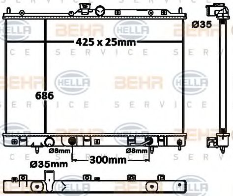 Радиатор, охлаждение двигателя BEHR HELLA SERVICE 8MK 376 790-341