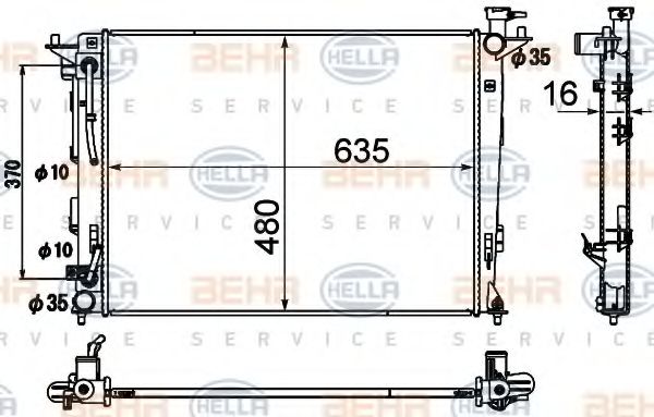 Радиатор, охлаждение двигателя BEHR HELLA SERVICE 8MK 376 790-431