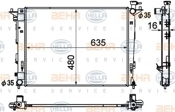 Радиатор, охлаждение двигателя BEHR HELLA SERVICE 8MK 376 790-441