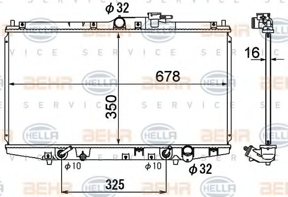 Радиатор, охлаждение двигателя BEHR HELLA SERVICE 8MK 376 790-471