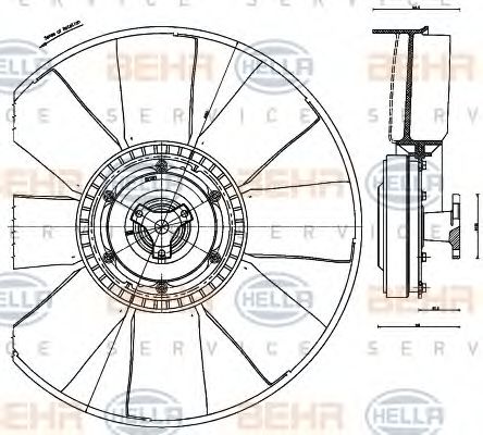 Вентилятор, охлаждение двигателя BEHR HELLA SERVICE 8MV 376 791-281