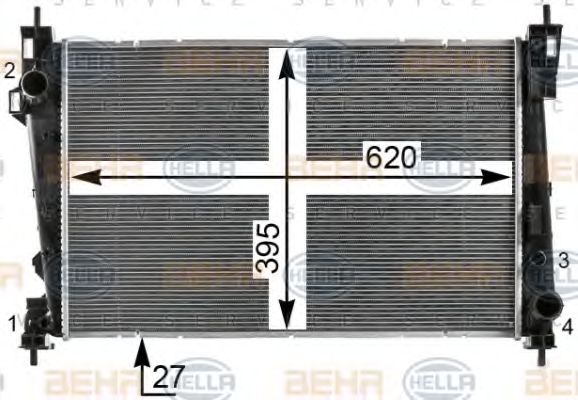 Радиатор, охлаждение двигателя BEHR HELLA SERVICE 8MK 376 900-021