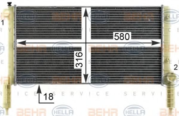 Радиатор, охлаждение двигателя BEHR HELLA SERVICE 8MK 376 900-071