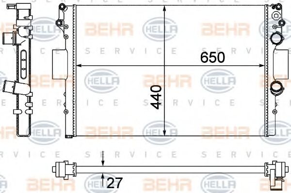 Радиатор, охлаждение двигателя BEHR HELLA SERVICE 8MK 376 900-231