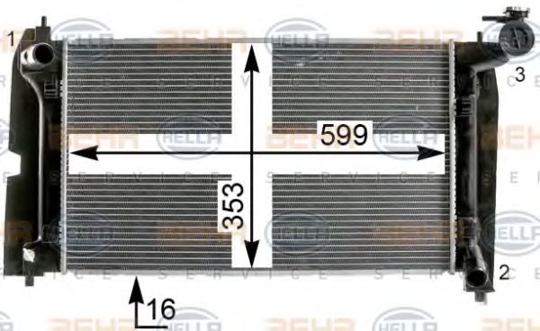Радиатор, охлаждение двигателя BEHR HELLA SERVICE 8MK 376 900-321