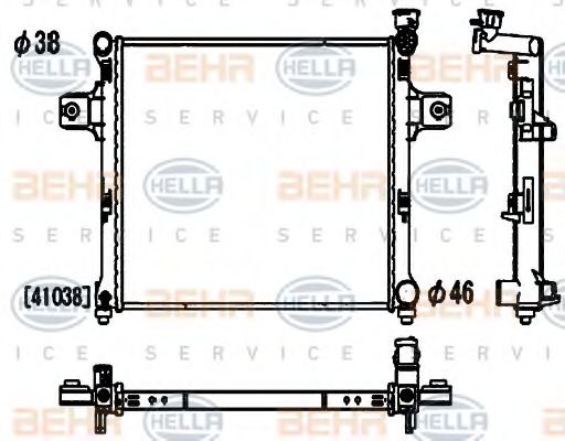 Радиатор, охлаждение двигателя BEHR HELLA SERVICE 8MK 376 900-651