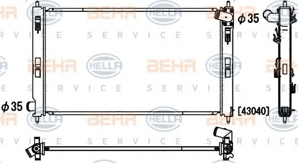 Радиатор, охлаждение двигателя BEHR HELLA SERVICE 8MK 376 900-681