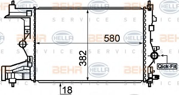 Радиатор, охлаждение двигателя BEHR HELLA SERVICE 8MK 376 910-341