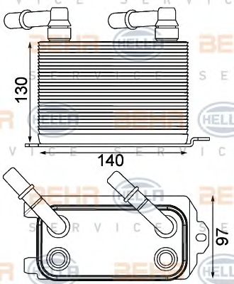 Масляный радиатор, автоматическая коробка передач BEHR HELLA SERVICE 8MO 376 924-211