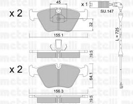 Комплект тормозных колодок, дисковый тормоз METELLI 22-0207-3K