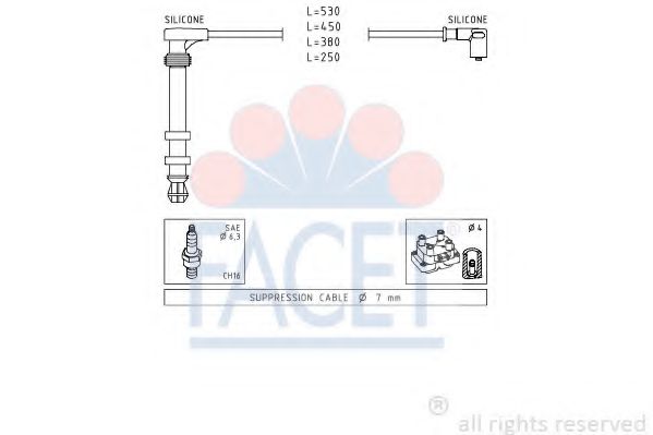 Комплект проводов зажигания FACET 4.9503