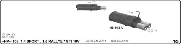 Система глушителя для спортивного автомобиля IMASAF 563000056