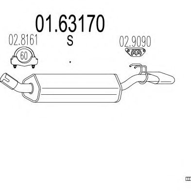 Глушитель выхлопных газов конечный MTS 01.63170