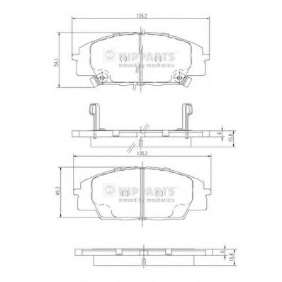 Комплект тормозных колодок, дисковый тормоз NIPPARTS J3604055