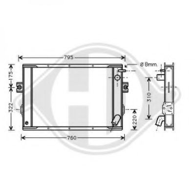 Радиатор, охлаждение двигателя DIEDERICHS 8213100