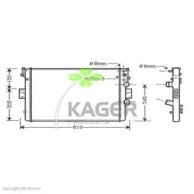 Радиатор, охлаждение двигателя KAGER 31-0539