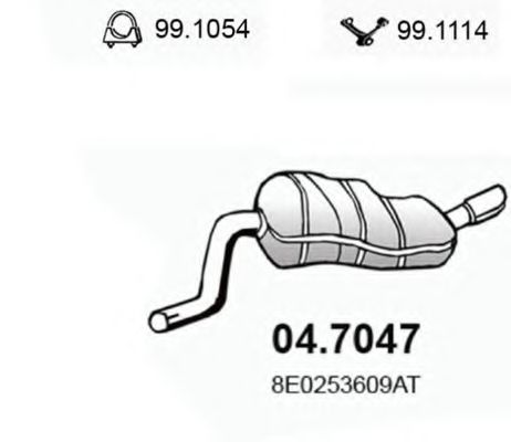 Глушитель выхлопных газов конечный ASSO 04.7047