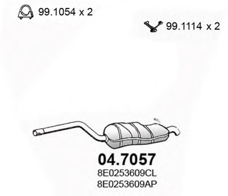 Глушитель выхлопных газов конечный ASSO 047057